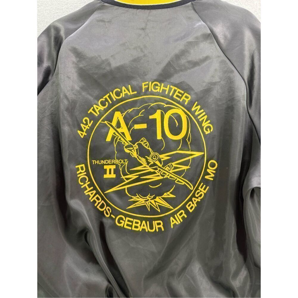 Vtg 442 Tactical Fighter Wing Sq Jacket Men’s Satin Pla-Jac Richards Gebaur Air - Picture 2 of 10